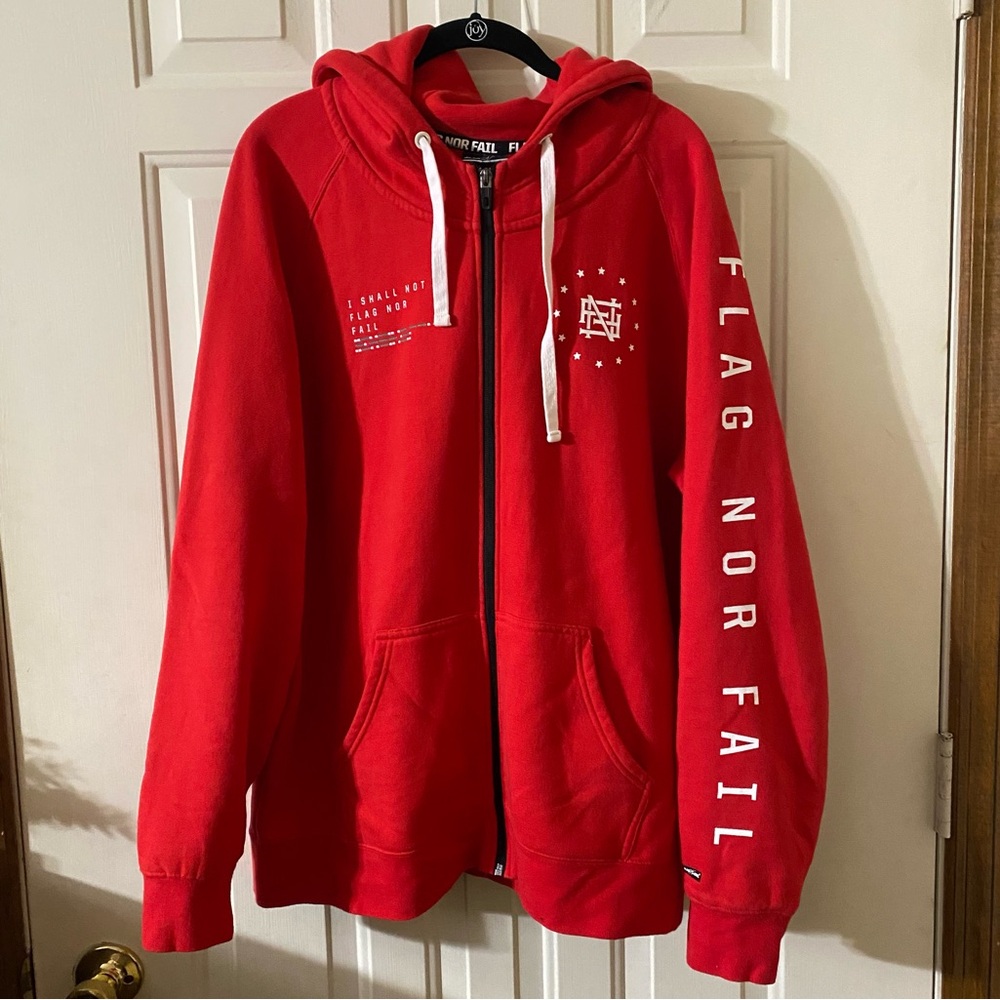 Flag Nor Fail Red Full Zip Graphic Hoodie Men’s XL